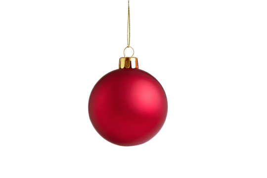 A red ornament hanging from a string
