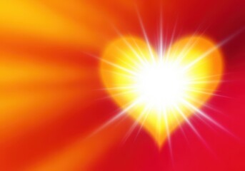 Shining Bright Heart with Warm Orange Red Glow