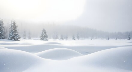 Blurry Background of a Snowy Forest Landscape