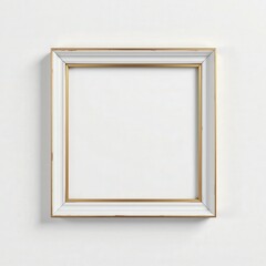 Fototapeta premium Elegant Empty Picture Frame with Antique Gold Trim on White Wall