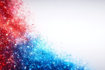 Dynamic red and blue powder explosion on white background