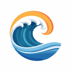 Stylized Ocean Wave with Orange Crest