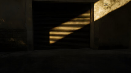 Garage Door with Sunlight Shadow