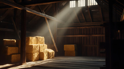 Hay Bales Storage in Barn