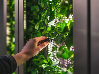 Indoor Plant Cultivation with Hand Trimming in a Modern Vertical Garden