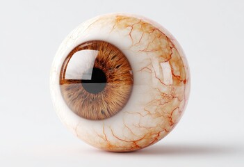 3D model of an eye, showing details of the iris and blood vessels