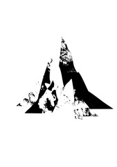 Vector Dramatic mountain range with textured peaks.