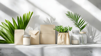 Plant Decor with Containers and Glass Jars