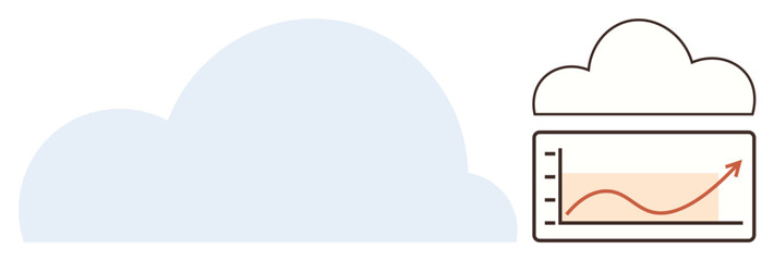 Cloud outline with embedded graph showing upward trend in data. Ideal for technology, cloud computing, analytics, data analysis, innovation, growth, business strategy. Flat and simple metaphor