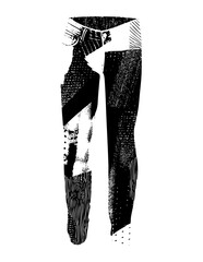 Vector Detailed vector of dark denim pants with a belt.