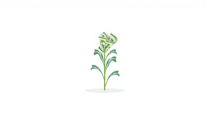 Fototapeta premium Abstract Flower Illustration with Green Leaves and Artistic Flair