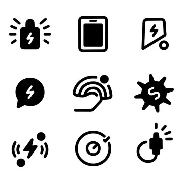 set of vector line icons of electrical in isolation on white background
