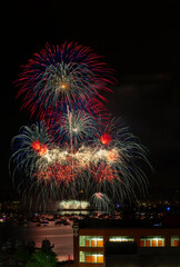 Fireworks Against Black Sky (red + white highlights)
Red and white fireworks bursting in night sky