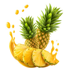 Pineapple slices and juice splash