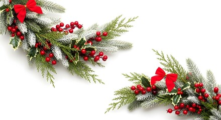 Elegant Evergreen Garland with Frosted Leaves