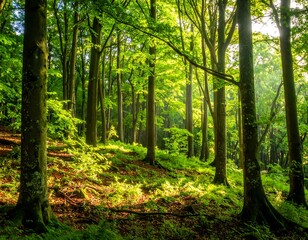 Lush forest bathed in sunlight (1)