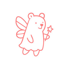 Cute, black and white outline drawing of a small deer with antlers and a frilly collar