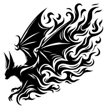 Silueta de murci&eacute;lago ardiente