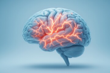 Clean and modern 3D digital rendering of a human brain with visualized seizure activity, ideal for epilepsy education and neurology content. 3D Brain Visualization of Epileptic Seizure Activity

