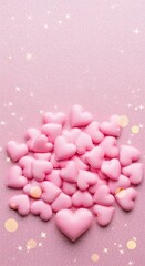 Obraz premium Sweet Pink Hearts on Shimmering Glitter Texture