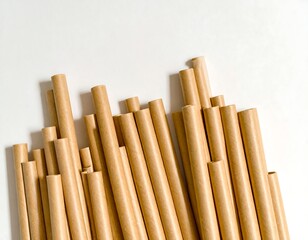 Light brown paper straws in a stack