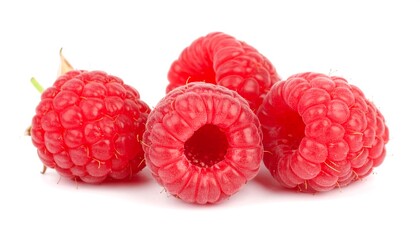 Fresh raspberries on white background
