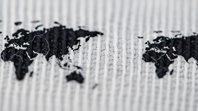 Embroidered world map on fabric texture