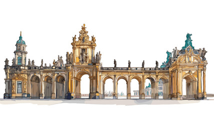 Fototapeta premium Dresden Zwinger. Dresden Zwinger watercolor vector illustration
