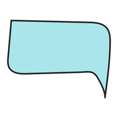 Light blue comic speech bubble with a black outline for dialogue. Vector illustration of a chat box for communication, isolated on a white background