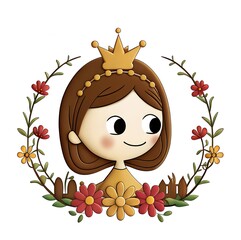 digital illustration of cute animal  with flowers