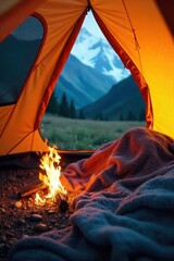 Cozy and versatile tent blanket, perfect for camping trips or indoor use Soft, durable material provides warmth and comfort Ideal for snuggling up on a chilly night , cozy blanket, campsite