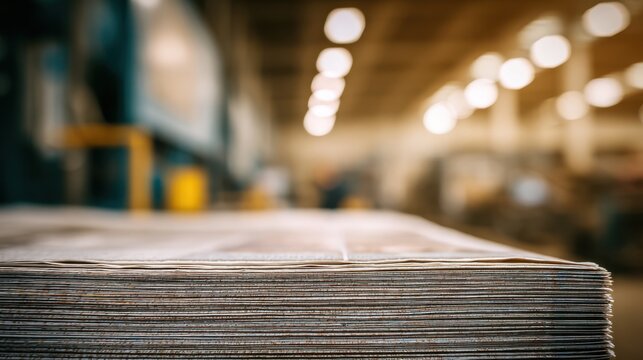 Medium shot of ecofriendly newsprint in focus with blurred background highlighting sustainable print media production.