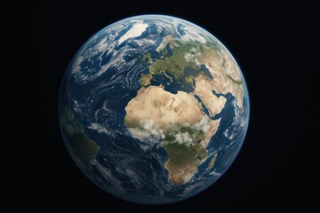 Fototapeta premium Blue marble Earth with crisp clouds atmospheric glow and realistic oceans isolated on deep space backdrop detailed continents high resolution render