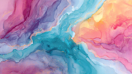 Fototapeta premium Iridescent Metallic Watercolor Abstract Background