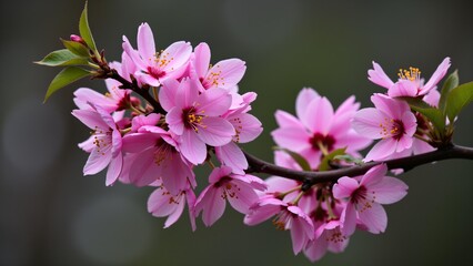 Pink cherry blossoms on the branches