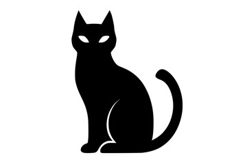 Obraz premium Elegant Black Cat Silhouette with Glowing Eyes Isolated 