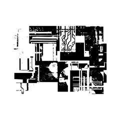 Fototapeta premium Vector Abstract geometric composition featuring architectural elements and linear designs.