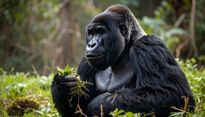 Obraz premium Gorilla in Lush Jungle