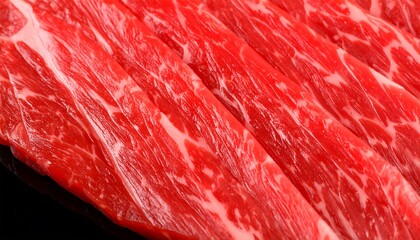 Close-up of raw beef slices