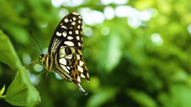 Close up of White Admiral butterfly slowly flapping it's wings