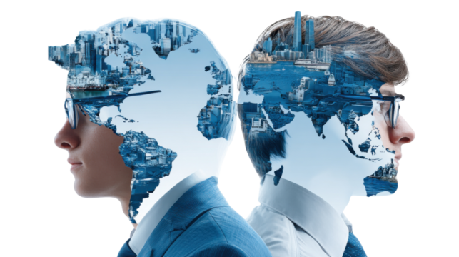 business man with globe