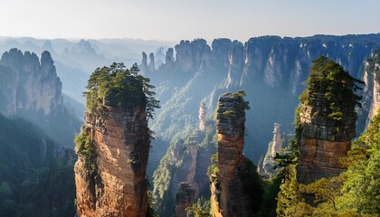 stone pillars at zhangjiajie national forest park china