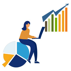 Business success illustration. Financial growth vector. Marketing data analysis. Teamwork collaboration concept.