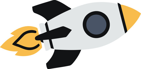 Rocket Launching: A dynamic and modern depiction of a rocket propelling towards the skies, with fiery flames igniting from its base, symbolizing progress and innovation