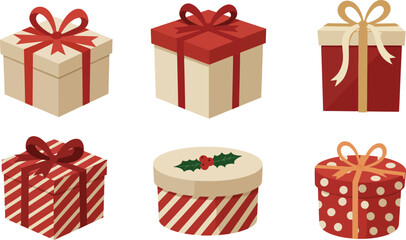 Gift Box Collection: A delightful assortment of gift boxes, each adorned with elegant ribbons and bows, perfectly illustrates the joy of giving.