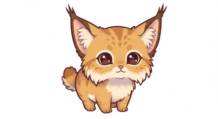 Adorable cartoon lynx kitten boasts soft fur bright eyes. AI Generated