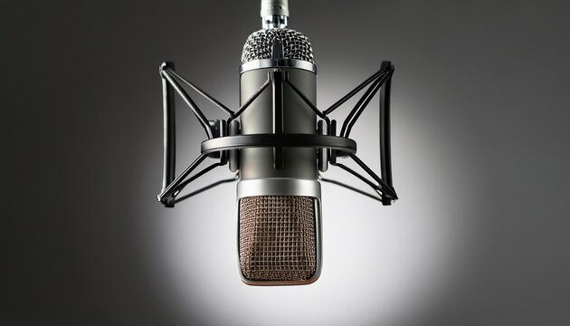 sleek modern microphone hanging against minimalist background perfect for podcasts and recordings its design emphasizes functionality and style making it ideal choice for audio professionals