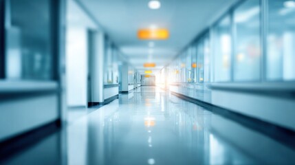 Obraz premium Modern Hospital Corridor: Clean, Bright, and Sterile Interior