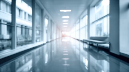 Fototapeta premium Modern Hospital Corridor: A Sterile and Calm Atmosphere
