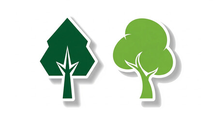 Two green tree icons representing nature and environmental conservation